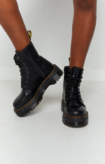 Dr. Martens Jadon 8 Eye Boot Black Polish Smooth Image