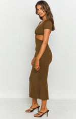 Romania Cut Out Midi Dress Khaki Image