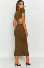 Romania Cut Out Midi Dress Khaki Image