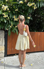 Talei Yellow Halter Puff Mini Dress Image