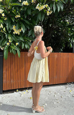 Talei Yellow Halter Puff Mini Dress Image