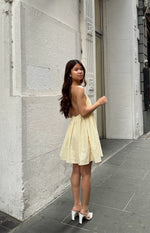 Talei Yellow Halter Puff Mini Dress Image