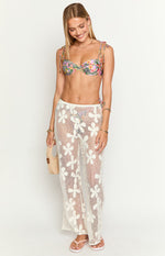 9.0 Swim Bianca White Zebra Floral Bikini Top Image