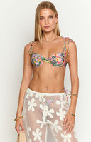 9.0 Swim Bianca White Zebra Floral Bikini Top