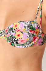 9.0 Swim Bianca White Zebra Floral Bikini Top Image