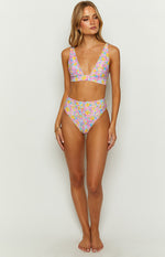 9.0 Swim Majorca Painted Floral High Waisted Bikini Bottoms Image