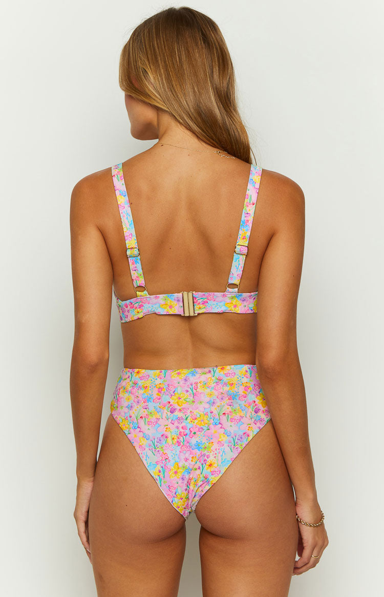 9.0 Swim Majorca Painted Floral High Waisted Bikini Bottoms Image