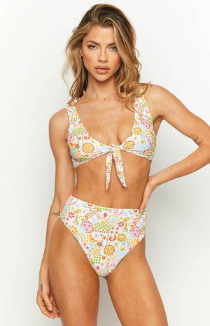 9.0 Swim Majorca Summer Multi Print High Waisted Bikini Bottoms