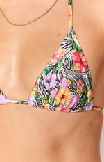 9.0 Swim Oceania White Zebra Floral Triangle Bikini Top Image