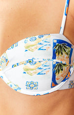 9.0 Swim White Italia Print Bianca Bikini Top Image