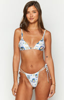 9.0 Swim White Italia Print Sumba Bikini Top