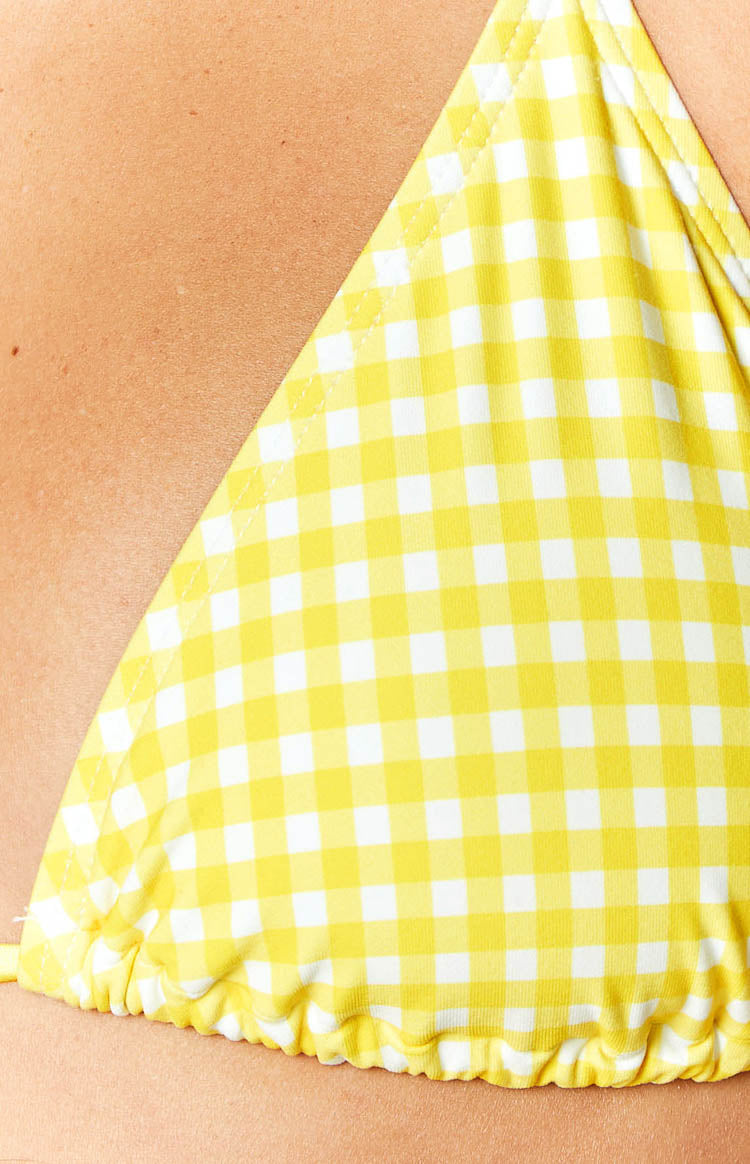 9.0 Swim Yellow Gingham Oceania Triangle Bikini Top Image