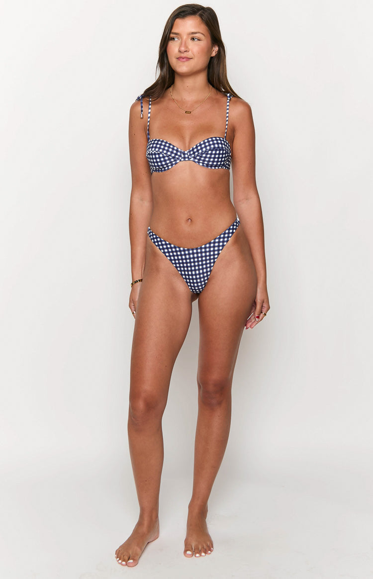 9.0 Swim Bianca Navy Gingham Bikini Bottoms Image