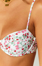 9.0 SWIM Bianca Strawberry Floral Bikini Top Image