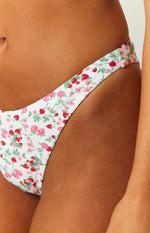 9.0 SWIM Bianca Strawberry White Floral High Waisted Bikini Bottom Image