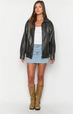 Abbi PU Vintage Black Bomber Jacket Image