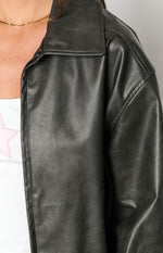 Abbi PU Vintage Black Bomber Jacket Image