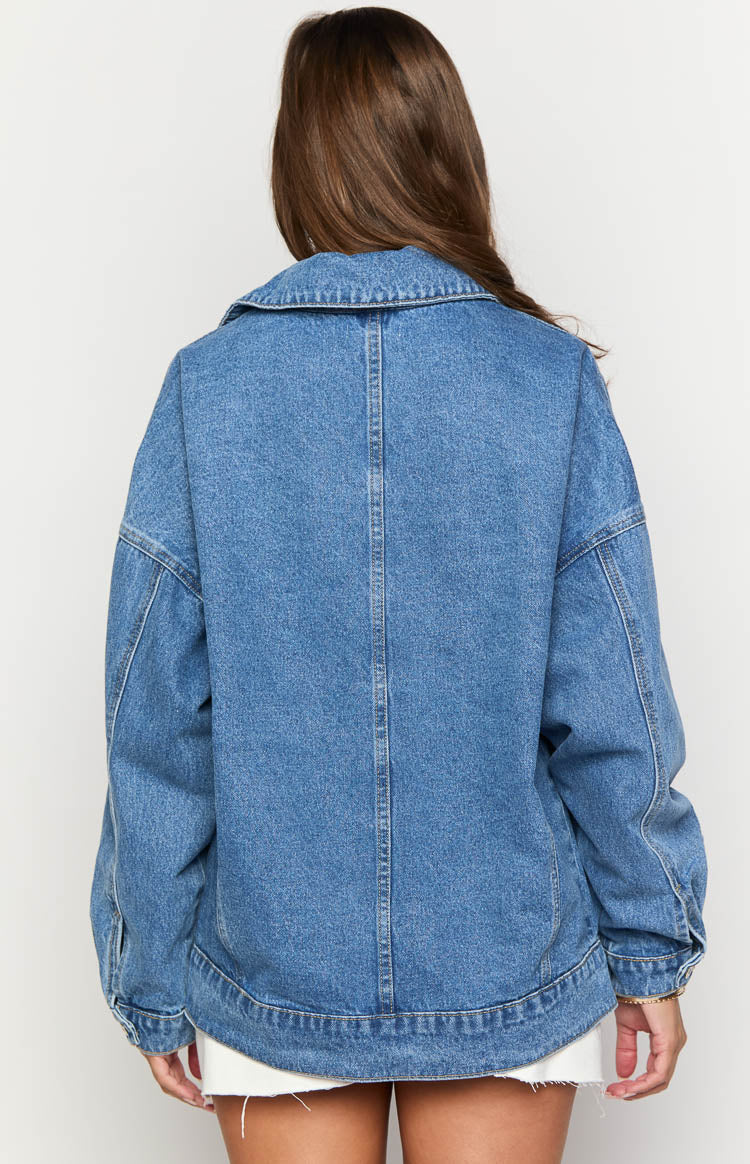 Abigail Mid Wash Denim Bomber Jacket Image