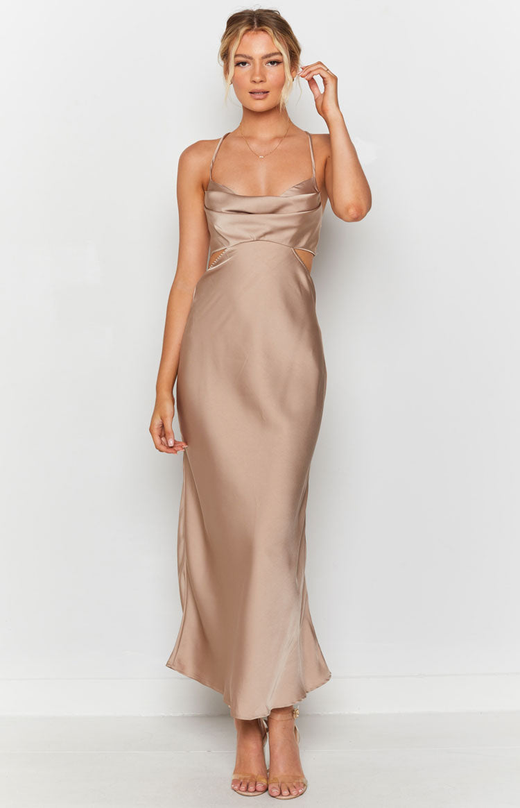 Sarah Champagne Corset Formal Maxi Dress – Beginning Boutique NZ