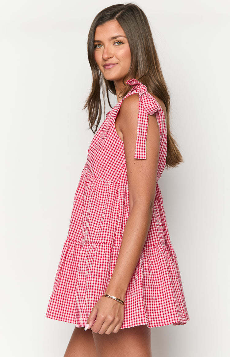 Angel Girl Red Gingham Mini Dress Image