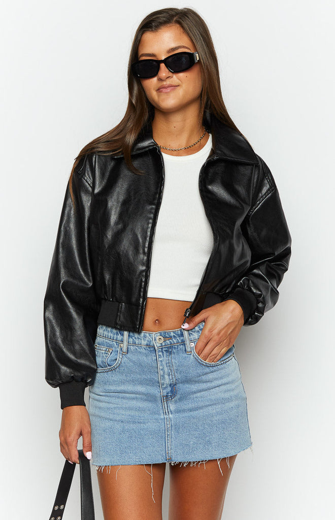 Abbi Black Cropped Jacket – Beginning Boutique NZ