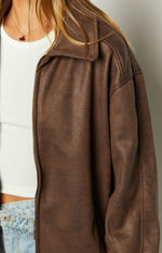 Abbi Brown Faux Suede Bomber Jacket Image