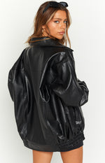 Abbi PU Black Bomber Jacket Image