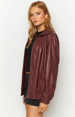 Abbi PU Red Bomber Jacket Image