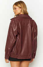 Abbi PU Red Bomber Jacket Image