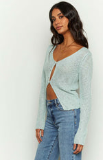 Abeila Blue Long Sleeve Knit Top Image