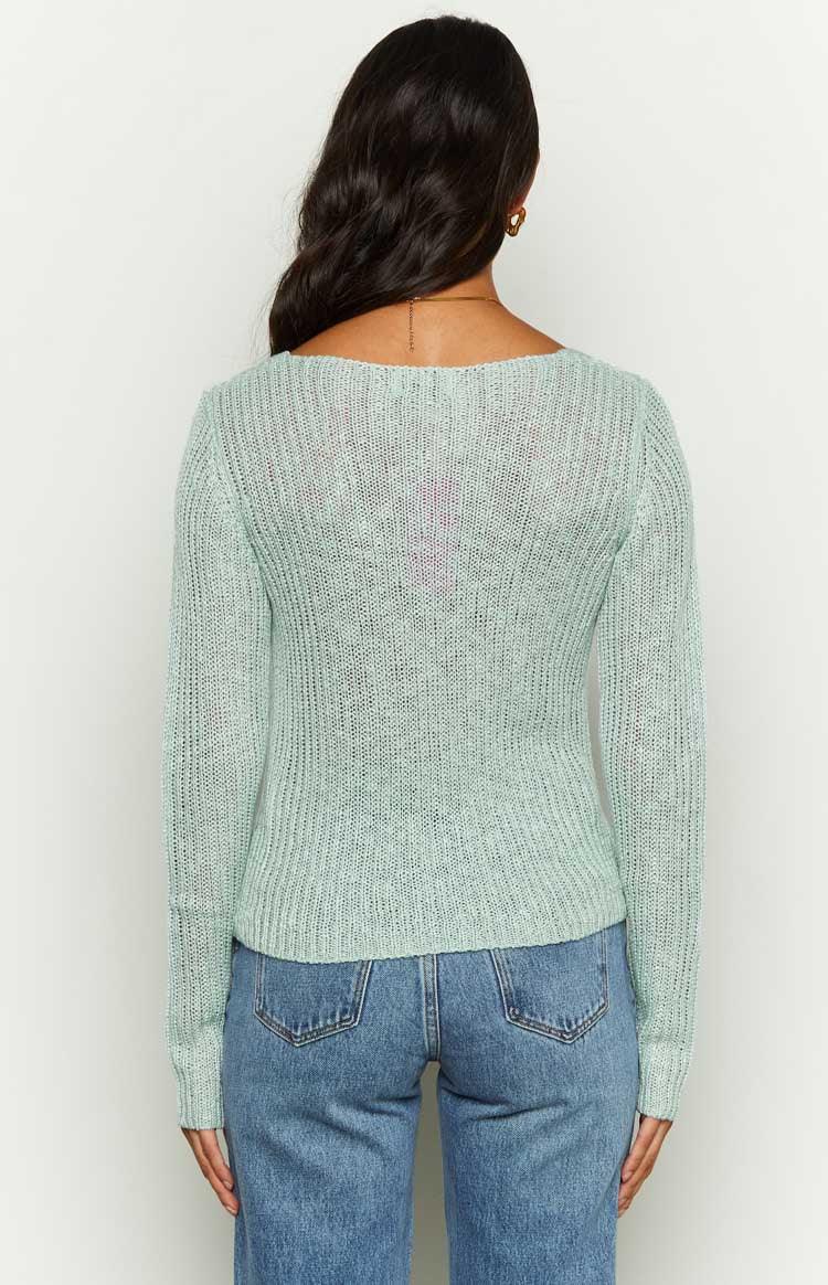 Abeila Blue Long Sleeve Knit Top Image