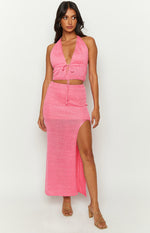 Abel Pink Knit Maxi Skirt Image