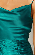 About Time Emerald Satin Mini Dress Image