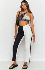 Addicted Printed Halter Top Black Image