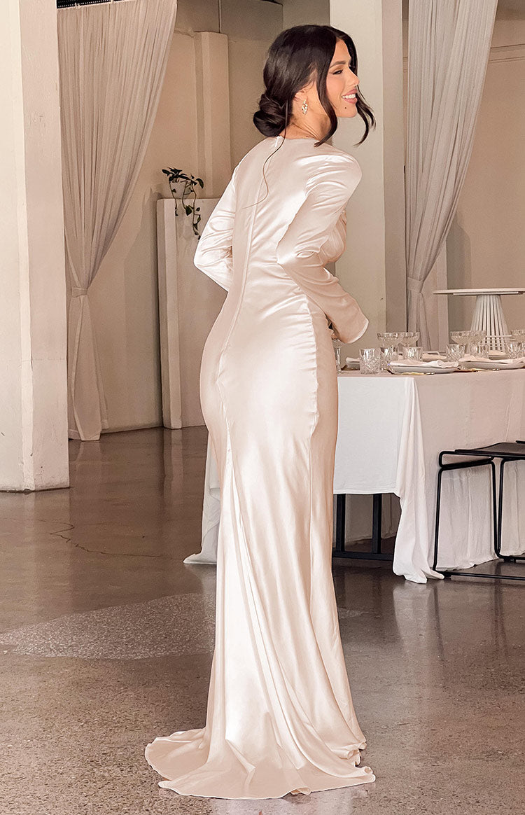 Addina Cream Long Sleeve Maxi Dress Image