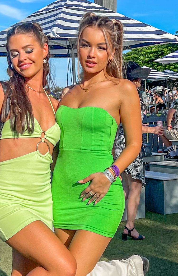 Adored Green Strapless Mini Dress Image