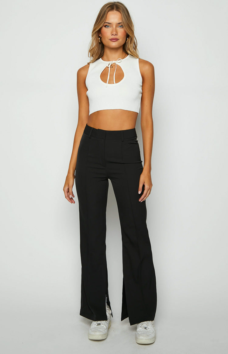 Aimee White Knit Crop Top Image