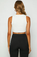 Aimee White Knit Crop Top Image