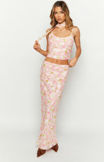 Irina Pink Print Maxi Skirt Image