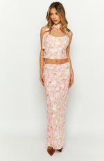 Irina Pink Print Maxi Skirt Image