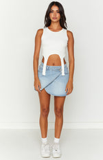 Alcmene Denim Asymmetrical Wrap Mini Skirt Image