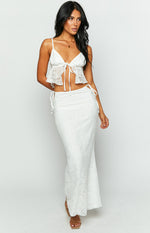 Alexia White Lace Tie Up Maxi Skirt Image