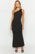 Alina Black One Shoulder Maxi Dress Image