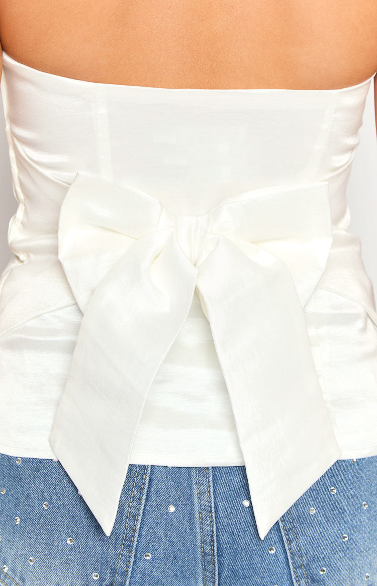 Alix White Bow Strapless Top Image