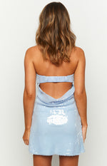 Allie Blue Sequin Strapless Mini Dress Image