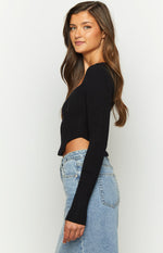 Amalia Black Knit Sleeve Top Image