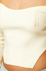 Amalia Cream Knit Sleeve Top Image