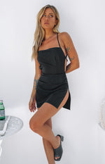 Amara Backless Mini Dress Black Image