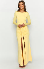 Amber Glow Yellow Long Sleeve Maxi Dress Image