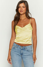 Amrita Yellow Satin Crop Top Image